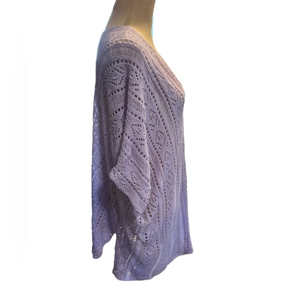 Women’s Crochet Purple Cover Up Shirt Top Temu Size 5XL = 22 US Knit Beach Boho - Picture 5 of 10